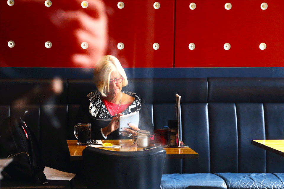 iPad Break - to get depth in this "Through window" shot, I let the ghostly image of me appear